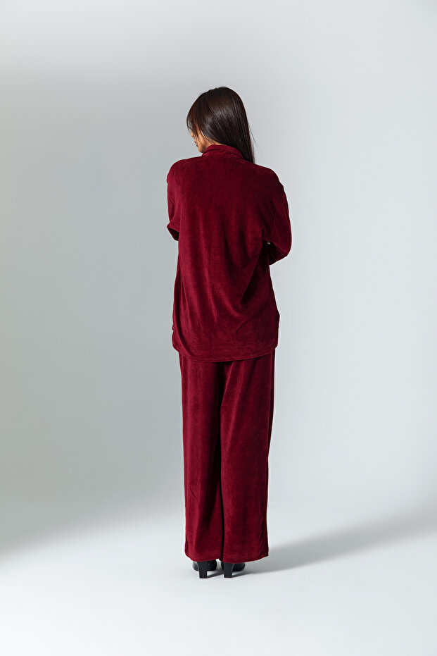 Bordo Kadife Gömlek - 6