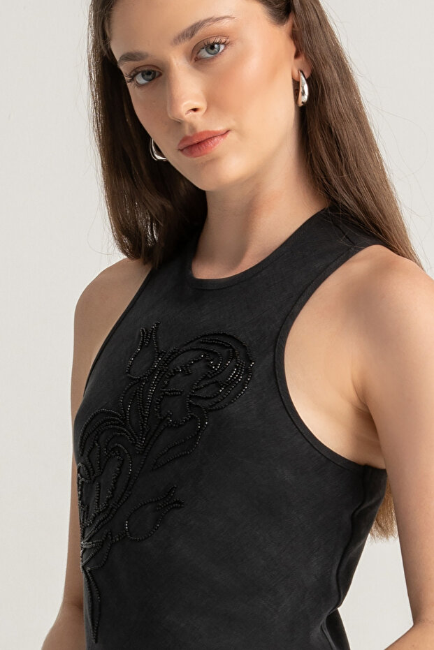 Ebru Lale İşlemeli Elbise - 4