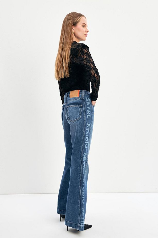 Mavi Yandan Tek Şerit Detaylı Kot Pantolon - 5