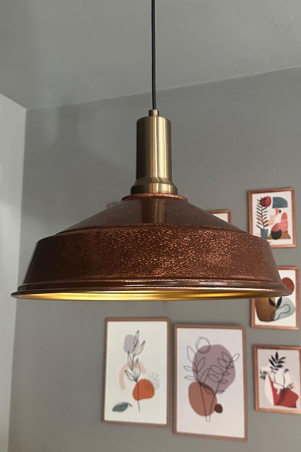Bakır Asaletli Tekli Avize Ahşap Başlık Retro Sarkıt Lamba Restoran Salon Aydınlatma - 2
