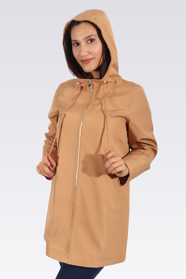 60122 CAMEL KAPÜŞONLU TRENÇKOT - 7