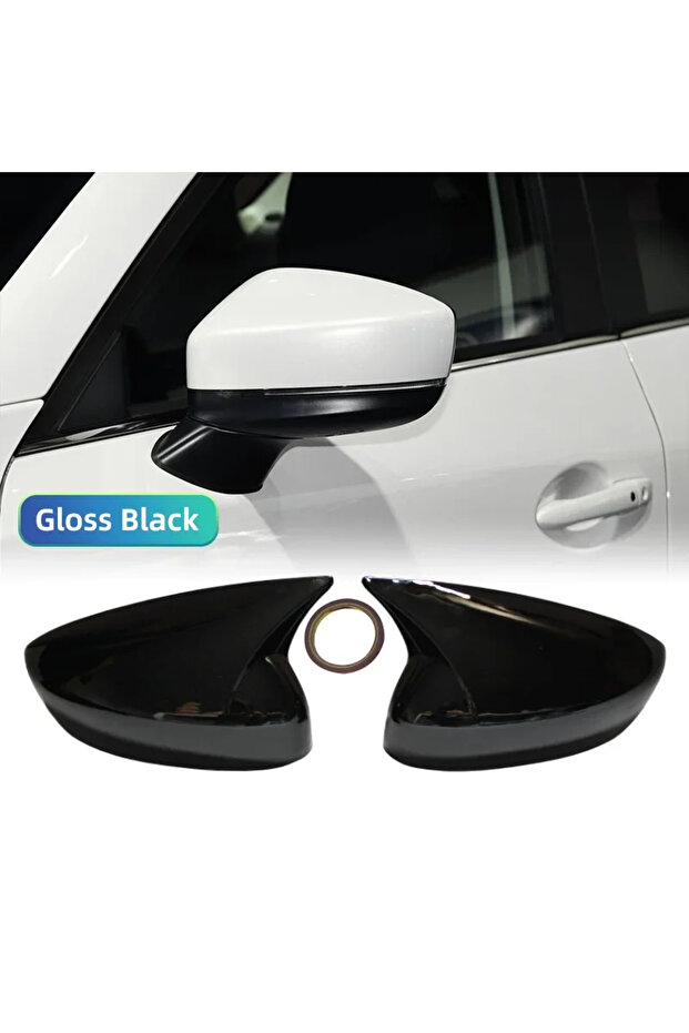 Bright black Rearview Mirror Cover Side Reversing Mirror For Mazda CX5 CX-5 2017-2023 Glossy Black O