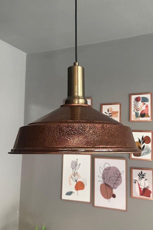 Bakır Asaletli Tekli Avize Ahşap Başlık Retro Sarkıt Lamba Restoran Salon Aydınlatma - 5