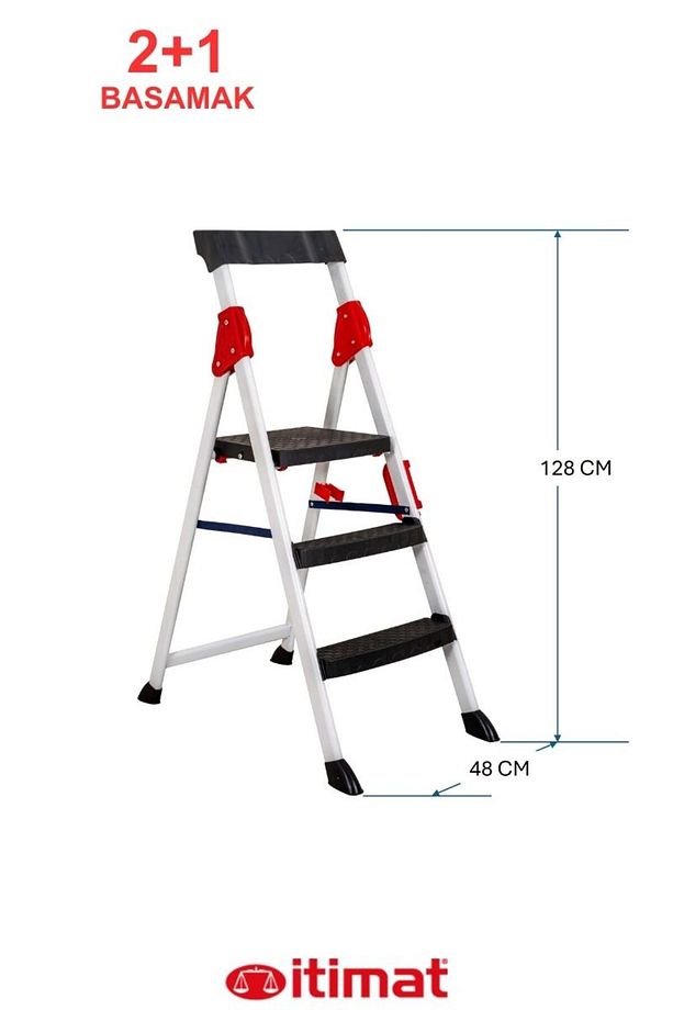 Extreme Kaliteli 2+1 Plastik Basamaklı Merdiven Hafif, Kolay Taşınabilir Ev Tipi, Mutfak ve İş - 2