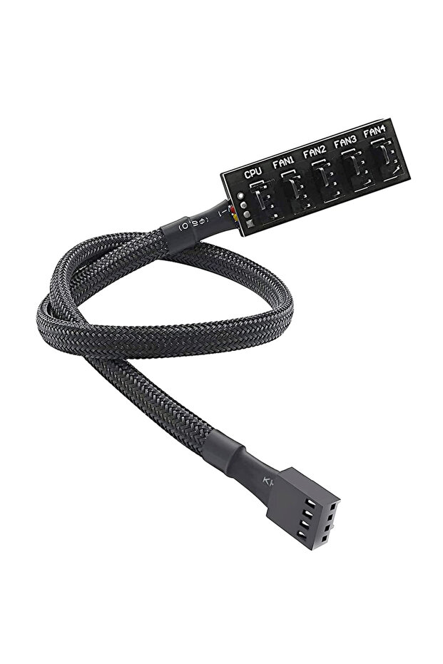 0.4m 1 to 5 4/3PIN PWM Fan Hub CPU Cooling Fan Power Cable Hub Adapter Sleeved Case Splitter for Com