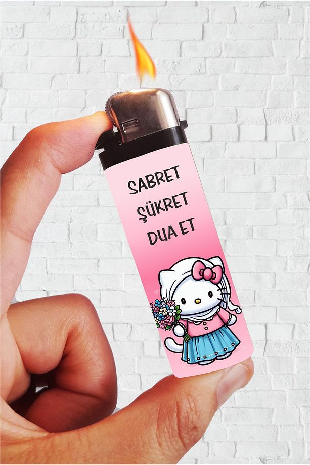 Çakmak Hello Kitty Sabret Şükret Dua Et Baskılı Gazlı Klasik Çakmak - 1