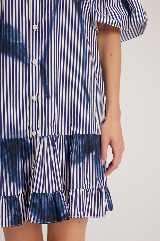 Volanlı Gömlek Elbise - 5