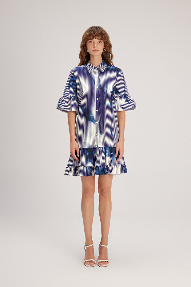 Volanlı Gömlek Elbise - 4