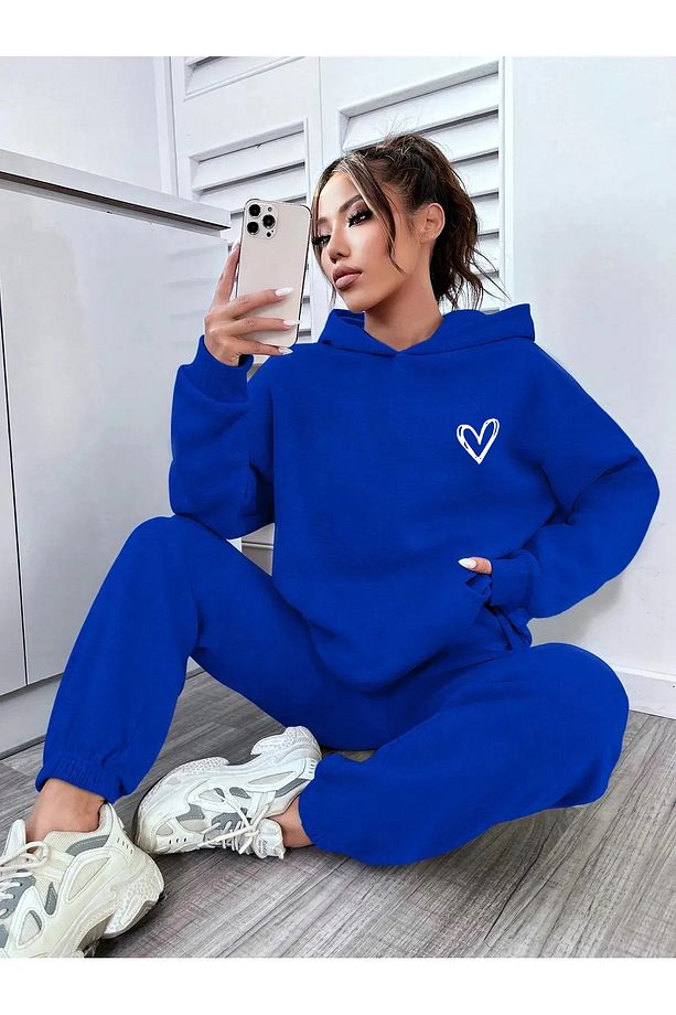 Kalp Baskılı Oversize Unisex Eşofman Takımı - 1