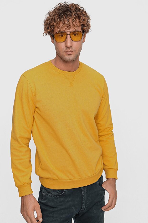 سويت شيرت رجالي أساسي بياقة دائرية وثلاثة خيوط من هاردال (22-7781) - 1