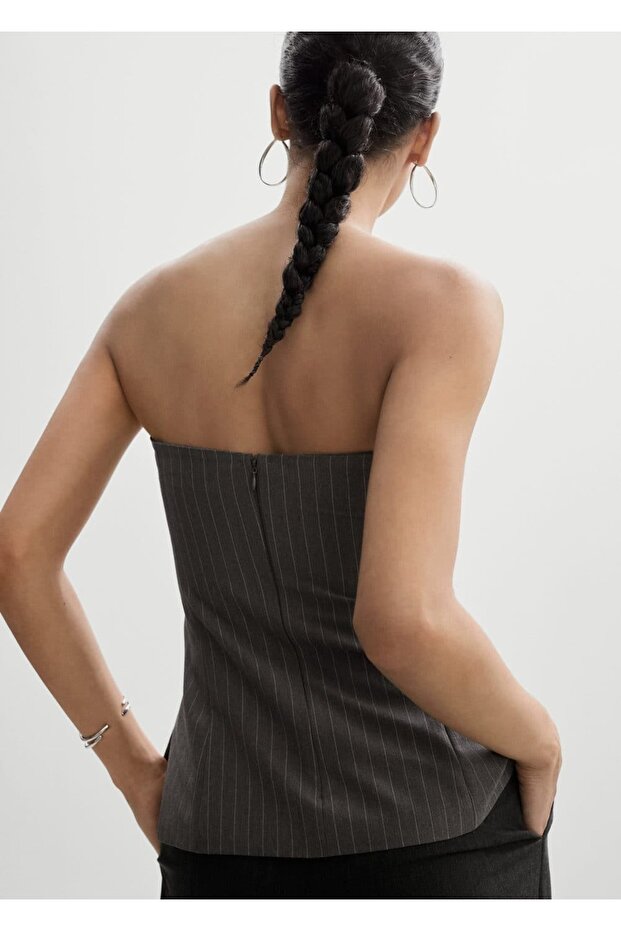 Λεπτή ριγέ μπλούζα στράπλες - 4