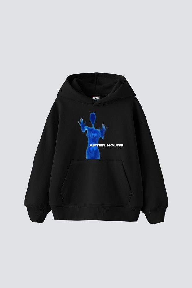 After Hours Printed Oversize Unisex Premium Black Hoodie