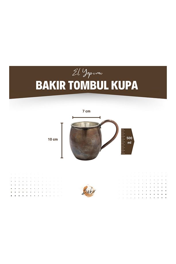 Bakır Kupa Bardak Tombul Model (2'Lİ) Oksitli Renk - 5