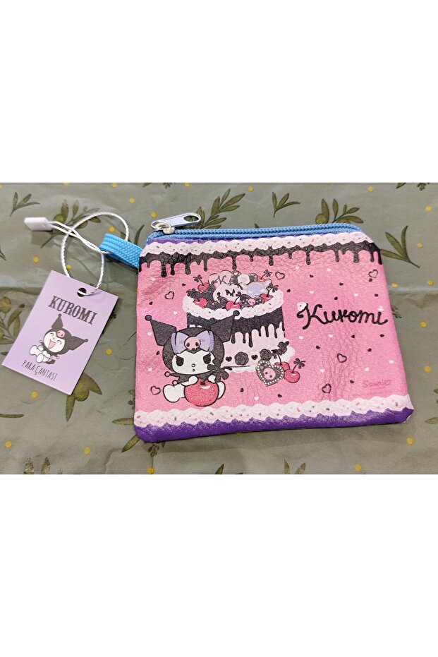 Children's Zippered Money Bag with Kuromi Figure, Artificial Leather Na200477