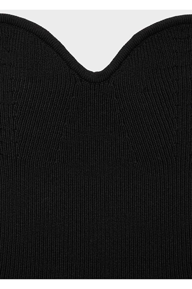 Kalp yakalı triko bluz - 5