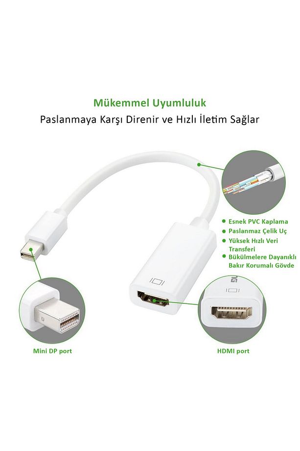 4Kx2K Mini DisplayPort (Thunderbolt) to HDMI Dönüştürücü Kablo - 4