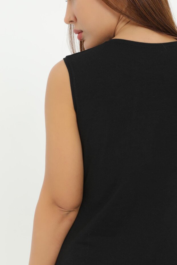 قميص داخلي بدون أكمام من الإيلاستين برقبة دائرية - 4