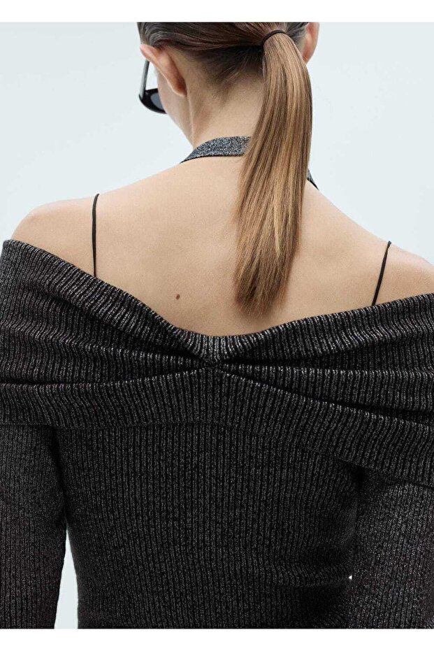 Omzu açık simli kazak - 7