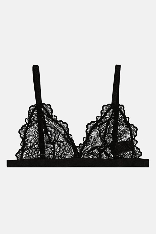 Women Non Padded Textured Bra, Black