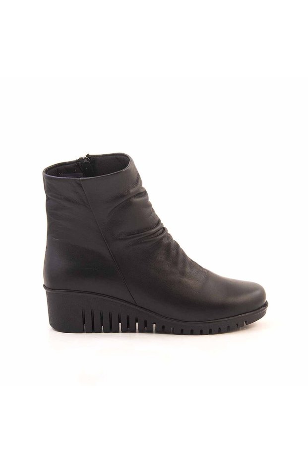 Tanca women's genuine leather rubber sole black daily boots