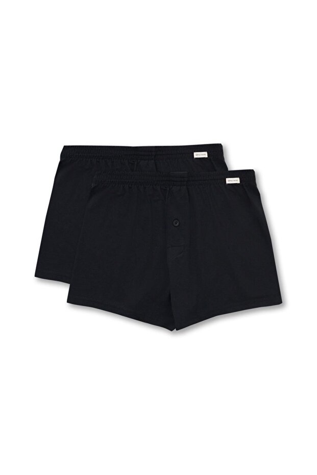 2'li Paket Basic Modal Loose Fit Erkek Boxer Siyah/Siyah - 1