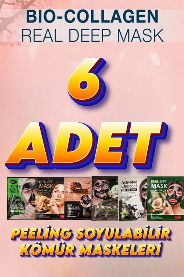 Collagen Soyulabilir Deep Peeling Siyah Çamur Maskeleri 6 Adet Set - 8