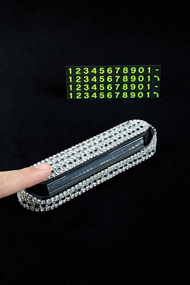 Silver Baguette Stone Flamboyant In-Car Numberer Vehicle Accessory with Opening and Closing