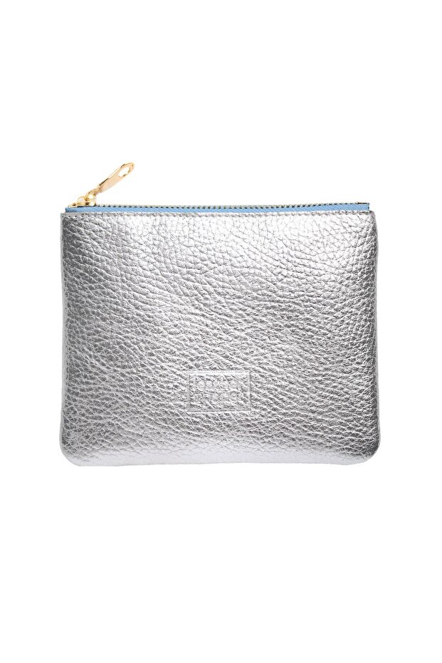 محفظة جلدية فضية صغيرة - 1