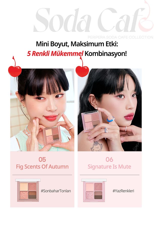5 Renkli Mini Far Paleti PERIPERA Ink Pocket Shadow Palette (06 Signature is Mute) (Soda Cafe) - 4