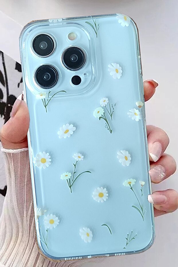 iPhone 11 Pro Max Compatible Tiny Daisies Patterned Transparent Silicone Case Gn14 - 1