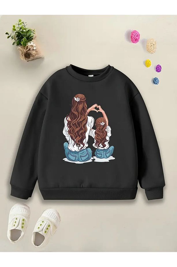 Anne Ve Kız Çocuk Sweatshirt  ( Kombin Yapmak Için 2 Adet Sepete Ekleyiniz) - 1