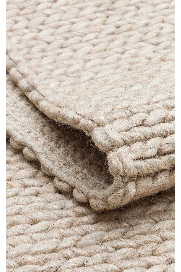 JADE BASKETWEAVE BEIGE  Naturel Kazak Örgü Desenli El Dokuma Örgü Halı - 3
