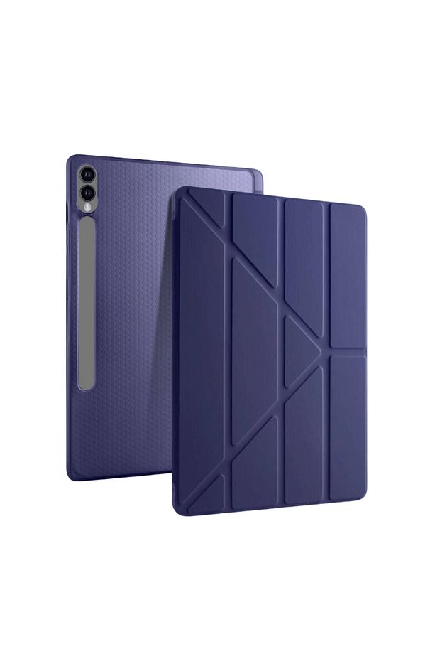 Galaxy Tab S10 Plus Uyumlu 12,4 Inç Akıllı Kalem Bölmeli Standlı Tri Folding Smart Kılıf - 1