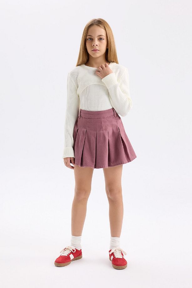 Kız Çocuk Pileli Gabardin Şort Etek D6042A824WN - 3