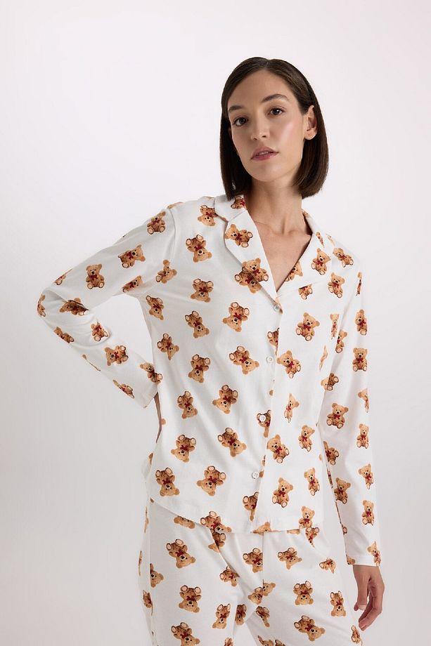 Fall in Love Desenli Pijama Takımı Uzun Kollu Üst Beli Lastikli Alt D2278AX24WN - 3