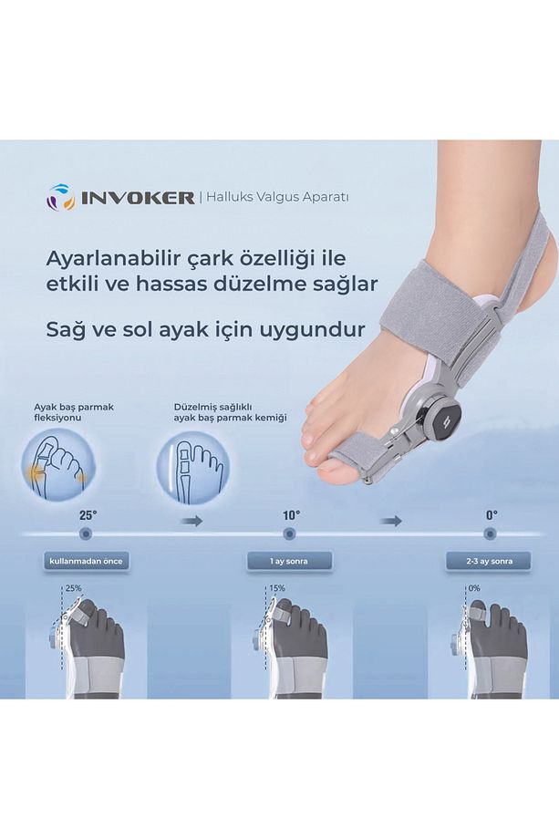 Ayarlı Ayak Baş Parmak Kemik Düzeltici Başparmak Eğriliği Düzeltme Halluks Valgus Bunyon Gece Ateli - 4