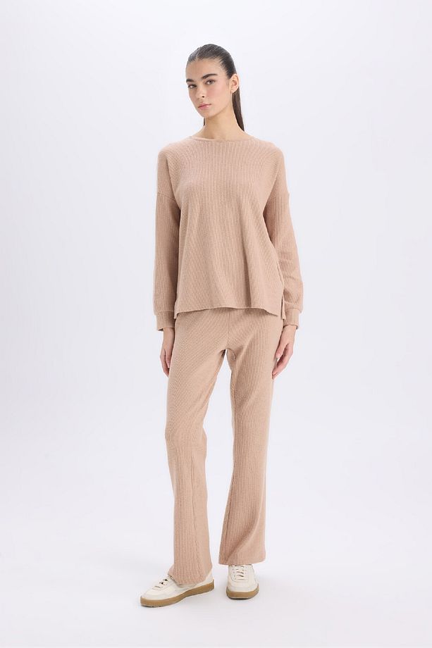Pijama Takımı Regular Fit Basic Düz Uzun Kollu Üst Geniş Bol Paça Alt-fall In Love D2259ax24wn - 3