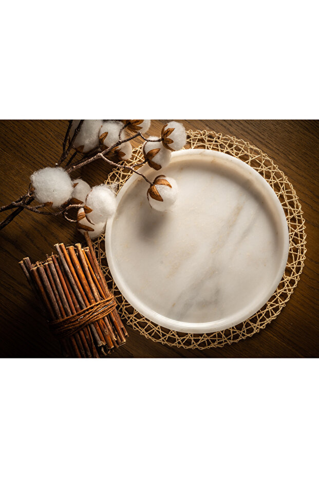 صينية تقديم من الرخام الأبيض - 6