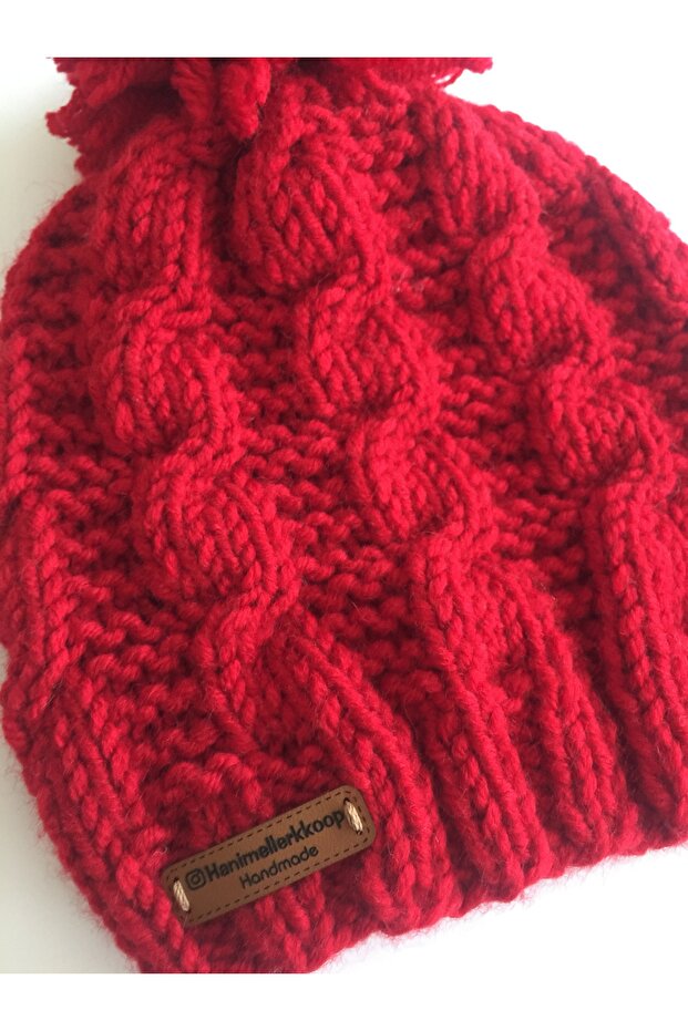 Kırmızı Örme Bay&Bayan Bere - 1