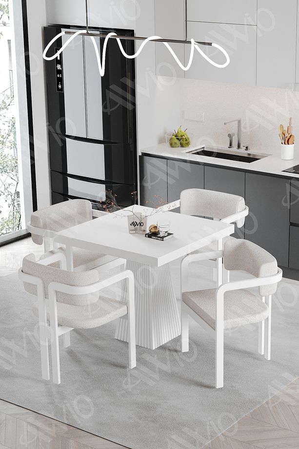 SOFİA Lake Mdf Ayak Tokyo Demonte Sandalye 80x80 Yemek Masası Mutfak Masası 4 Kişilik - 1