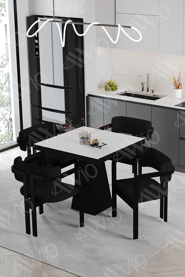 SİRİUS Lake Mdf Ayak Tokyo Demonte Sandalye 80x80 Yemek Masası Mutfak Masası 4 Kişilik - 1