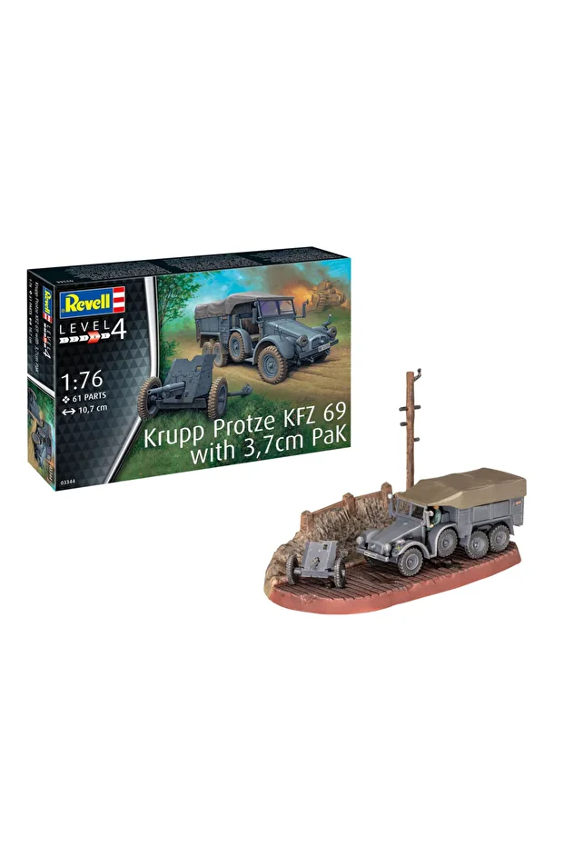 Maket Model Kit Askeri Krupp Protze Kfz 69 3,7cm Pak 03344 - 1