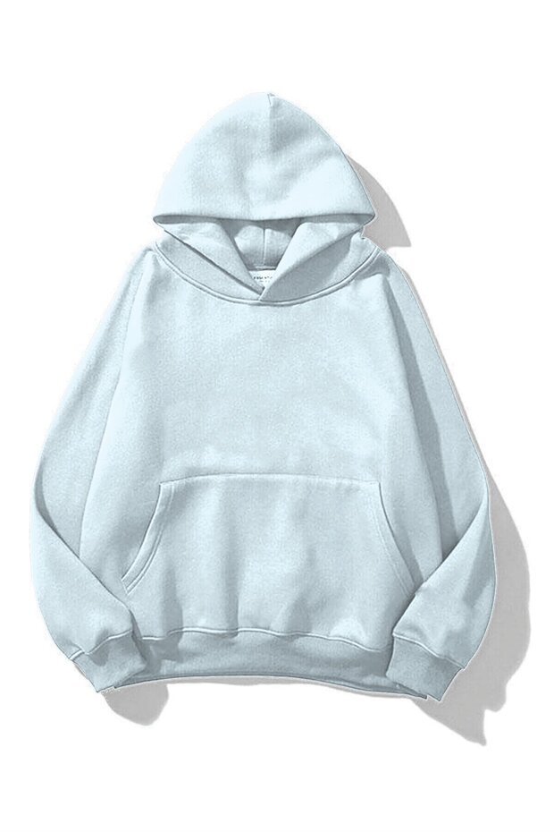 Unisex Basic Sweatshirt Hoodie Light Blue