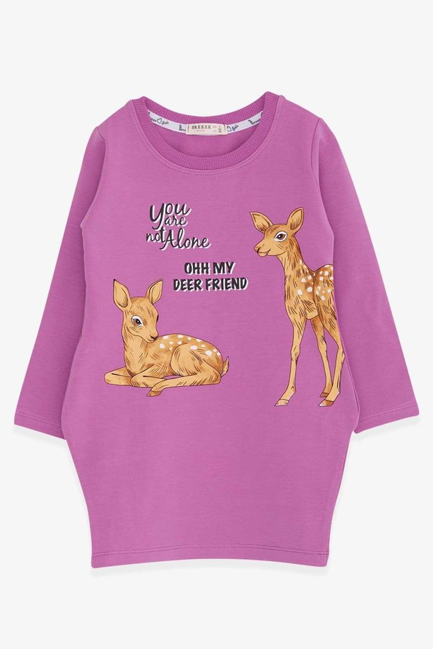 Girl's Tunic Gazelle Printed, Age 1.5-5, Purple