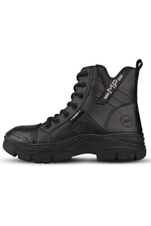 Mp 242-1884, Black Women's Zippered Lace-Up Sports Boots