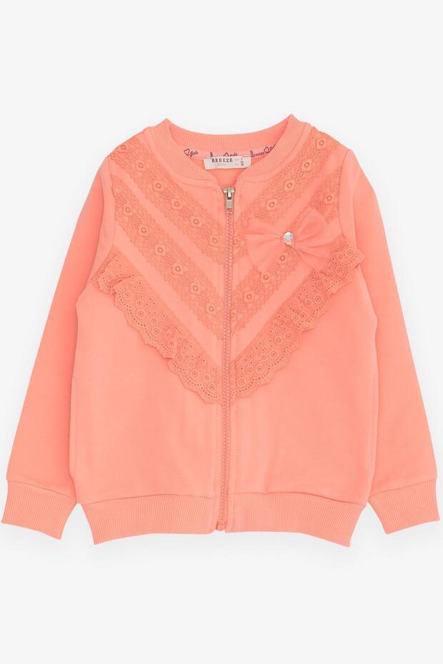 Girl's Cardigan Laced 3-7 Years, Salmon