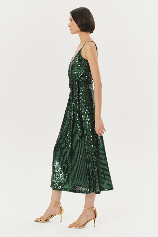 Payetli Midi Boy Regular Elbise - 4