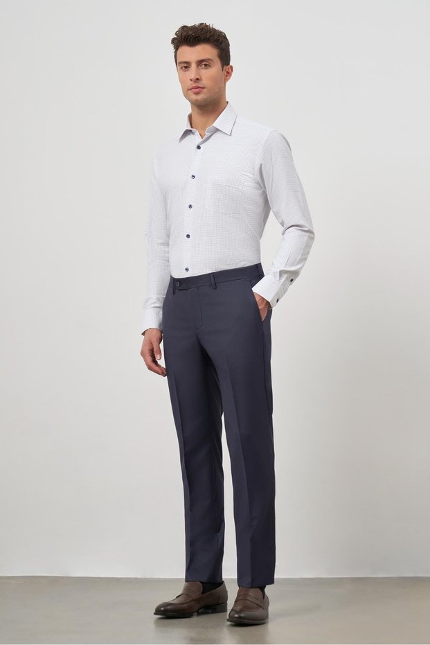 Navy Blue Side Pocket Slim Fit Classic Trousers 1003245152