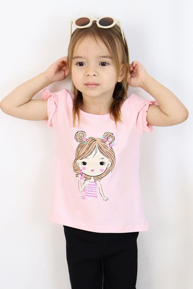 Girl's T-Shirt Cool Girl Printed 2-6 Years, Pink