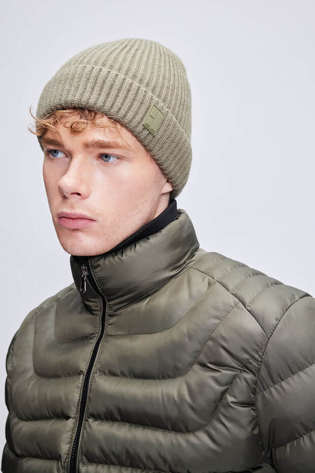 Haki Düz Örgü Bere - 1